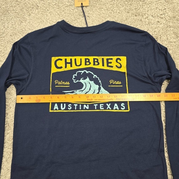 Chubbies The Surf Austin Shirt Men Medium Navy Blue Long Sleeve Pocket Tee - Picture 7 of 10